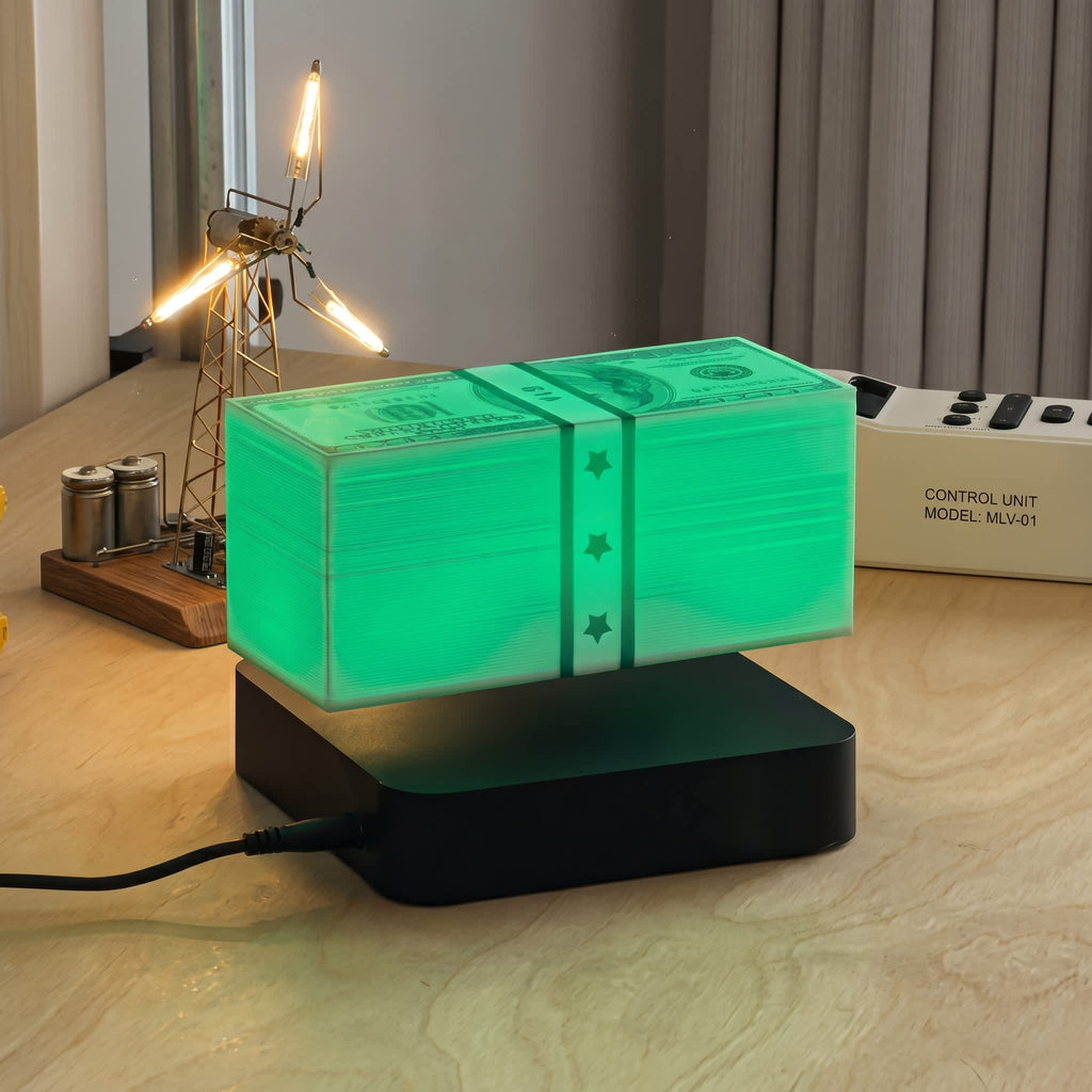 GTA Floating Money Lamp – Square Base Magnetic Levitating LED Dollar Night Light, Green Glow Gaming Decor