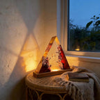 Fantasy Resin Pyramid Lamp – Handmade LED Night Light for Room & Desk Decor