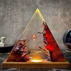 Fantasy Resin Pyramid Lamp – Handmade LED Night Light for Room & Desk Decor