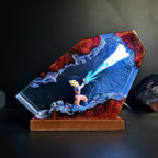 Dragon Ball Goku Resin Lamp – Handmade LED Anime Night Light with Wooden Base & Color Changing Light