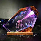 Burning Monster Resin Lamp – Handmade Anime LED Night Light & Desk Decor