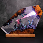 Burning Monster Resin Lamp – Handmade Anime LED Night Light & Desk Decor