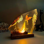 Fire Breathing Dragon Lamp – Handmade Resin Dragon Night Light for Gaming Room & Home Decor