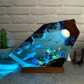 Ocean Resin Lamp – Handmade Dolphin & Sea Turtle LED Night Light with Wooden Base